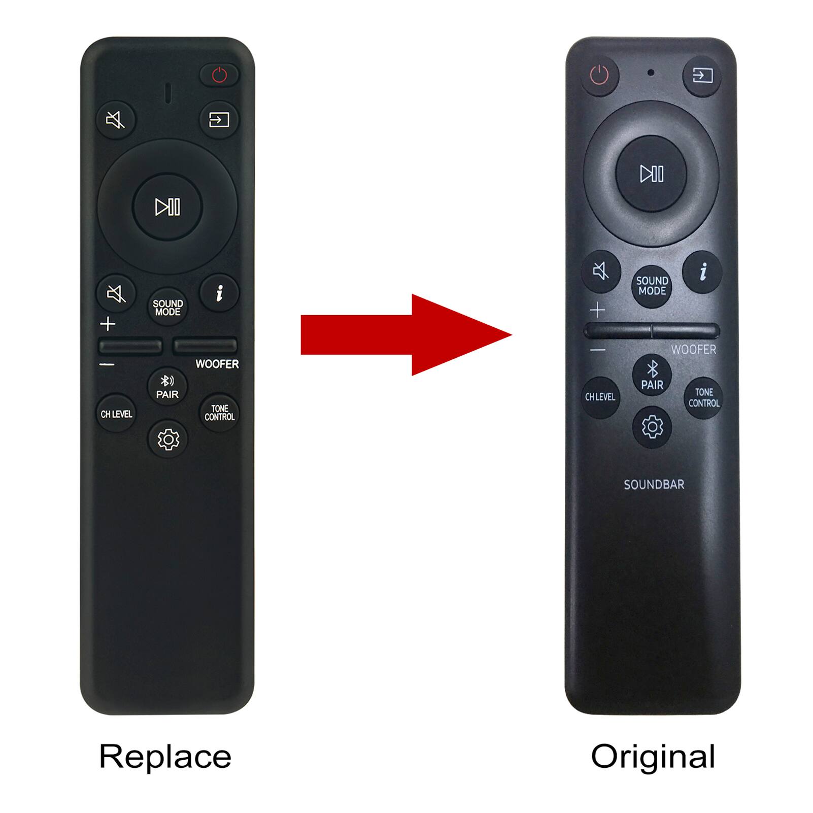DII + CH LEVEL SOUND MODE WOOFER PAIR TONE CONTROL + | CH LEVEL SOUND MODE WOOFER PAIR TONE CONTROL SOUNDBAR Replace Original