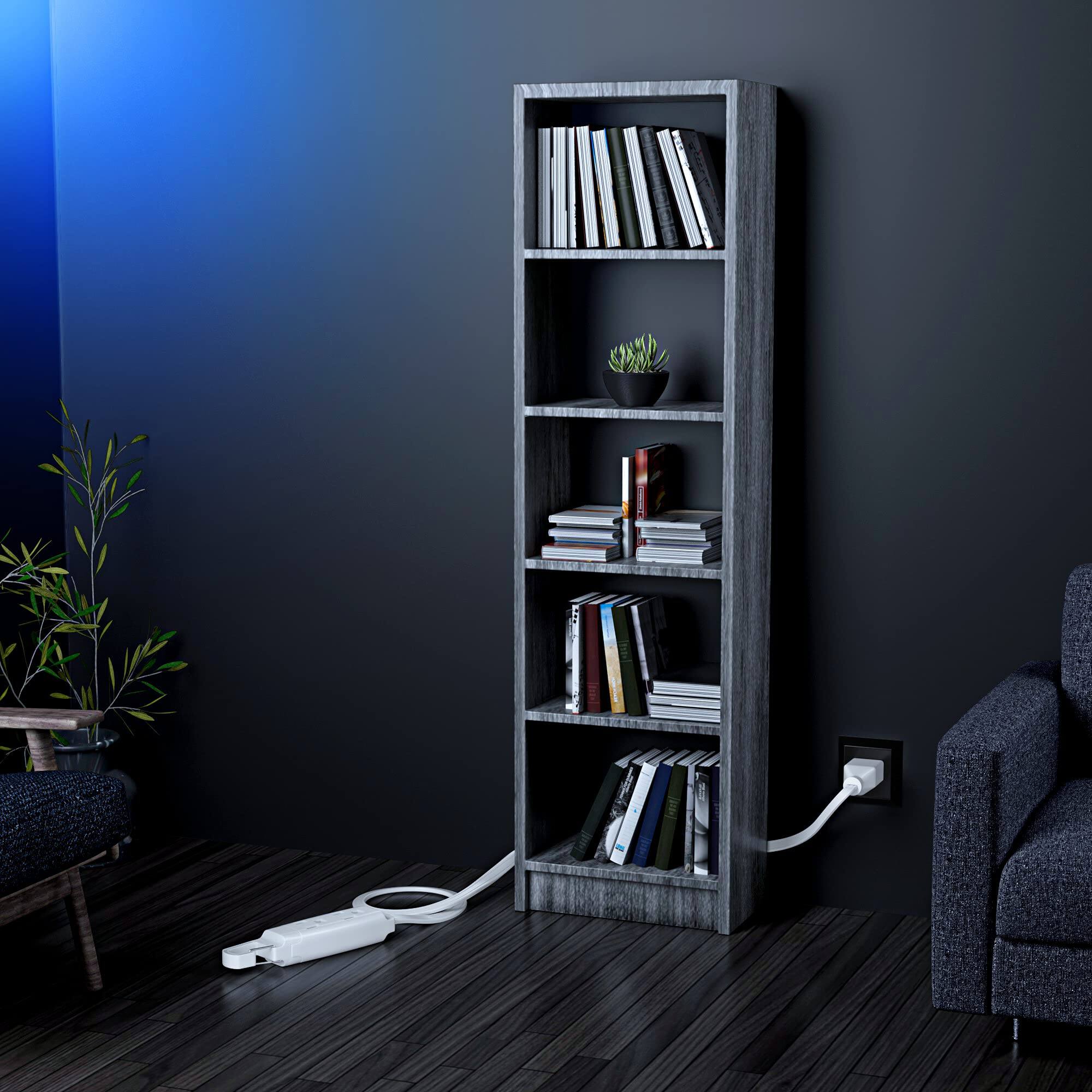 Alt View 6. Maximm - Extension Cord 2 ft 3-Outlet 16 Gauge Wire Power Cord with Removable-Hook System - UL Certified - White.