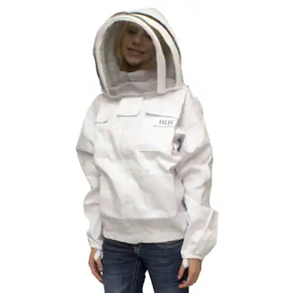 Front. Master Rancher - Harvest Lane Honey Beekeeping Jacket with Fencing Veil Headpiece, Large - White.