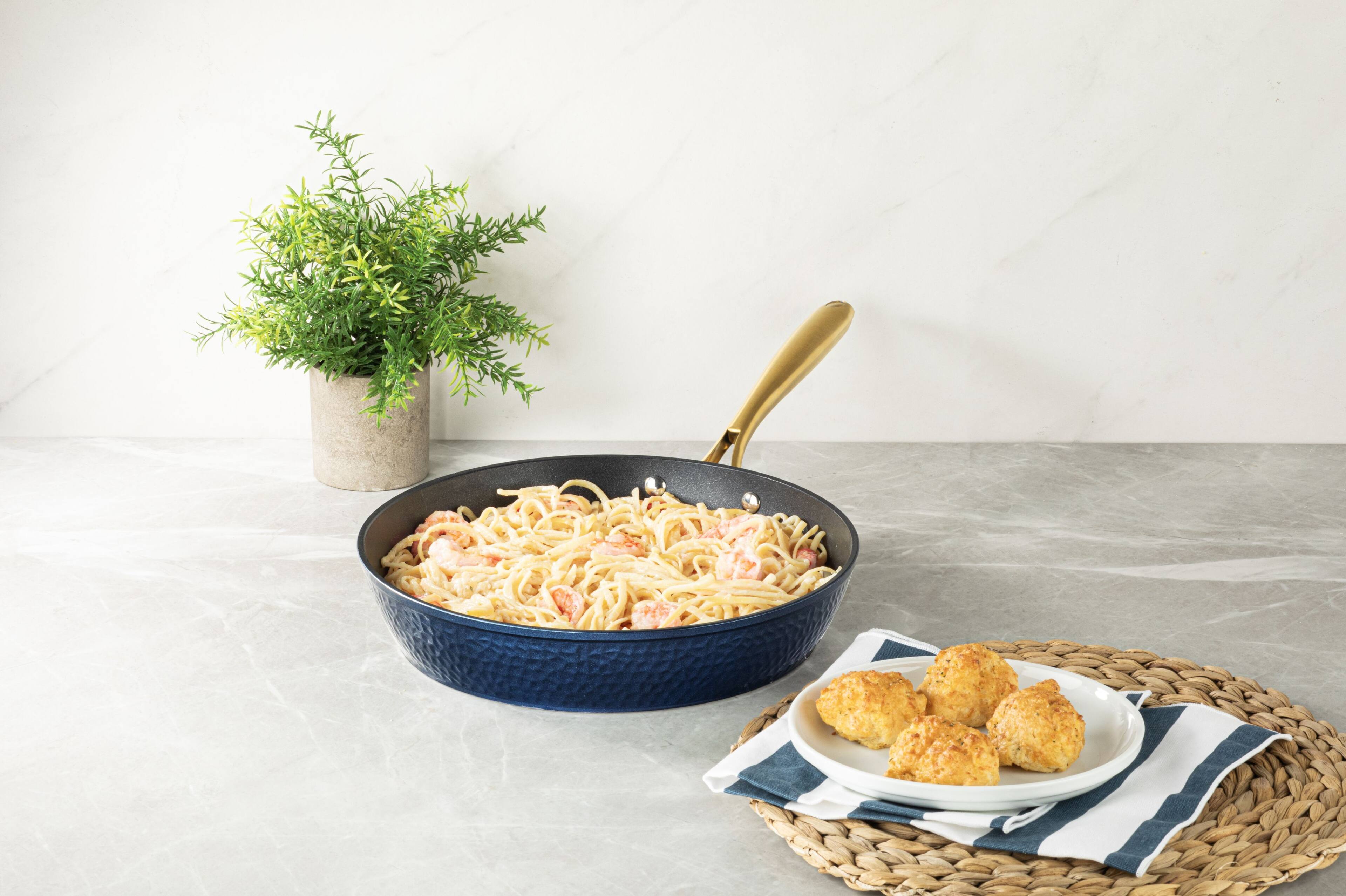 Alt View 6. Granitestone - Granitestone Charleston Collection Hammered 10'' Navy Aluminum Nonstick Fry Pan - Navy.