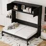 Whisen - Queen Size Murphy Bed with Storage Cabinets, X-Shaped Design Space-Saving Wall Bed for Guest Room - Black