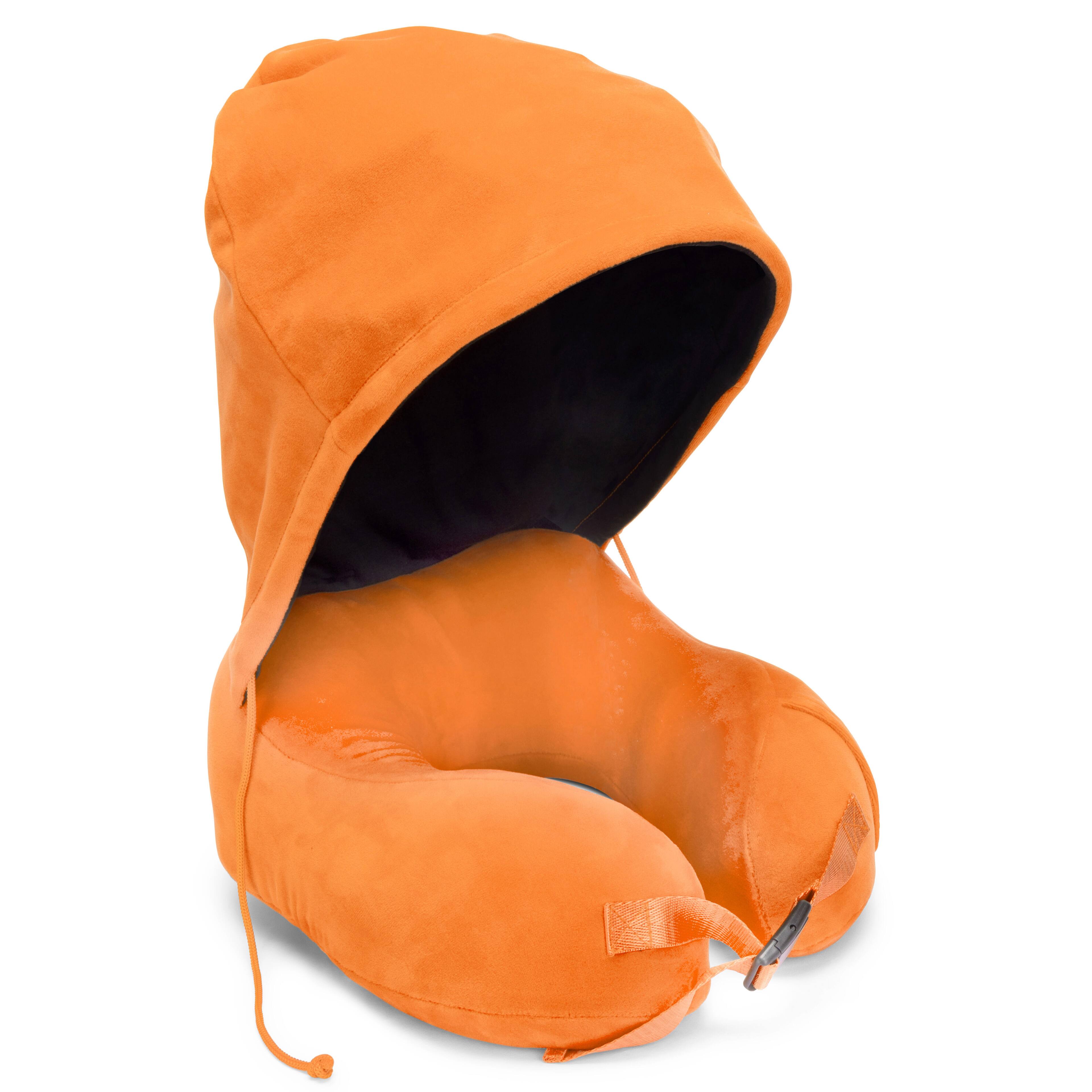 Alt View 3. Von Dutch - Eyeconic Hooded Ergonomic Memory Foam Travel Neck Pillow - Orange.
