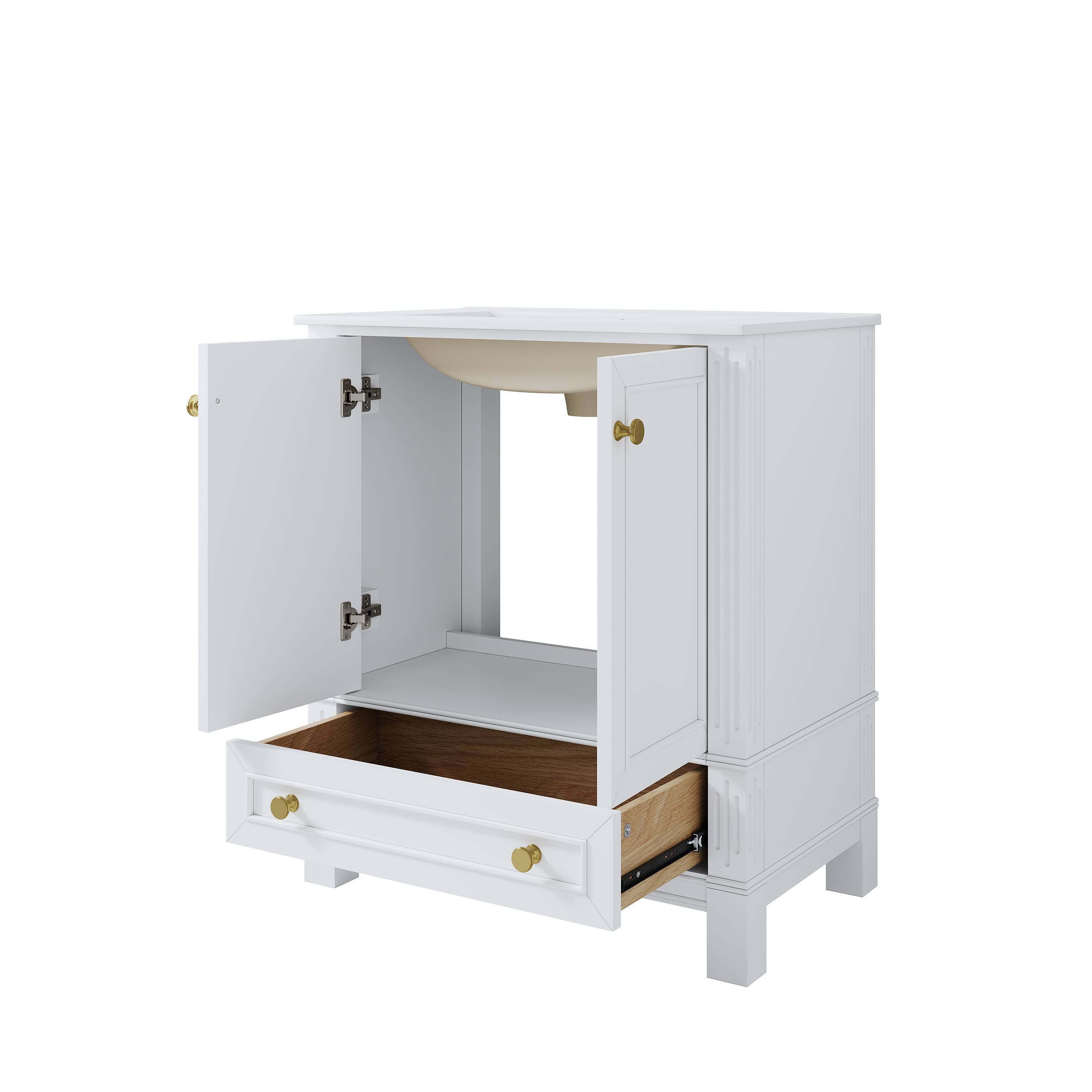 Alt View 8. WELLFOR - DURA 30 in. Solid Wood Bath Vanity with Countertop Basin, Single Sink - White.
