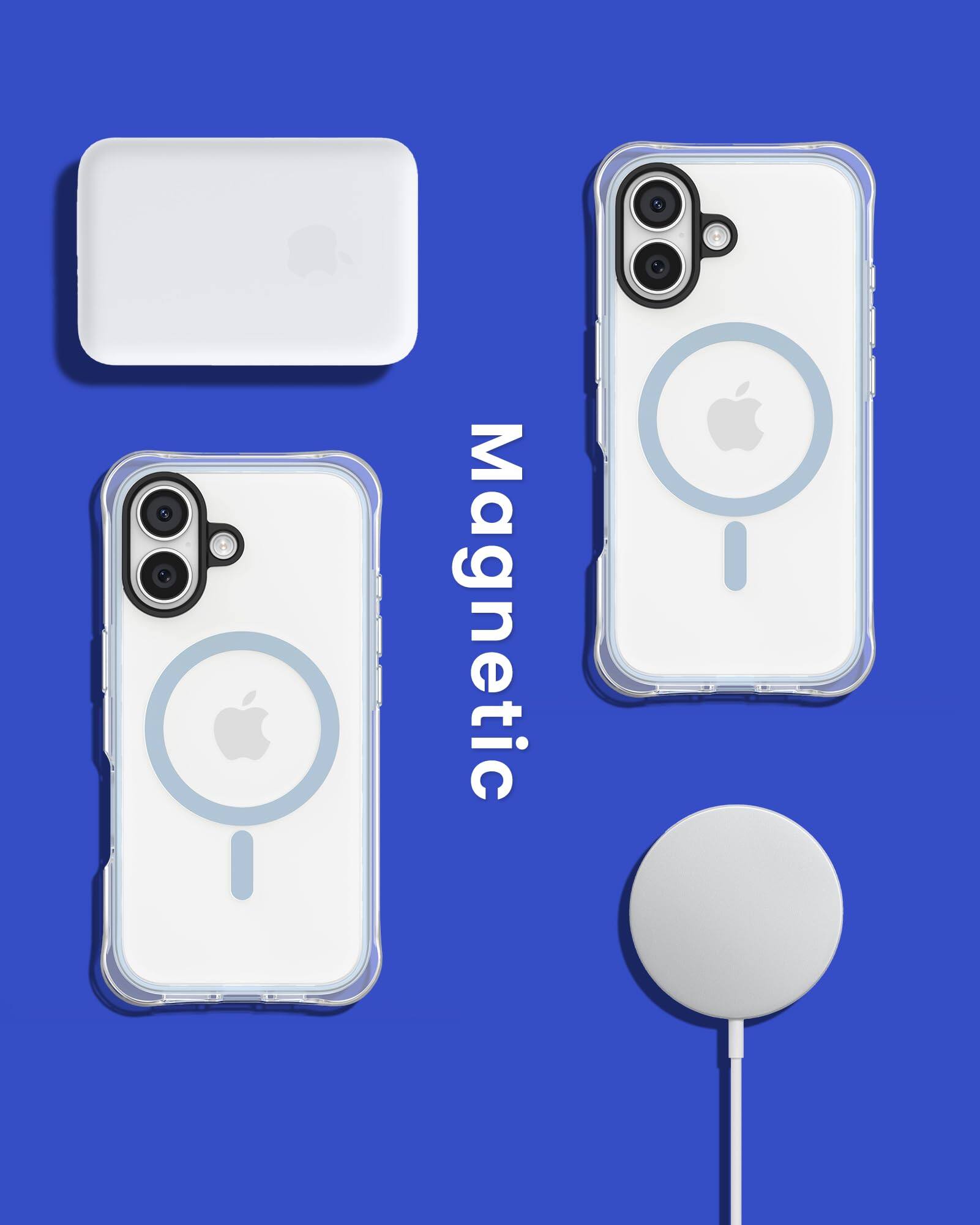 Alt View 6. Ornarto - ORNARTO Air Case for iPhone 17 Clear with MagSafe | Camera Control Button | Built-in Air Phone Cover-Light Blue - Light Blue.