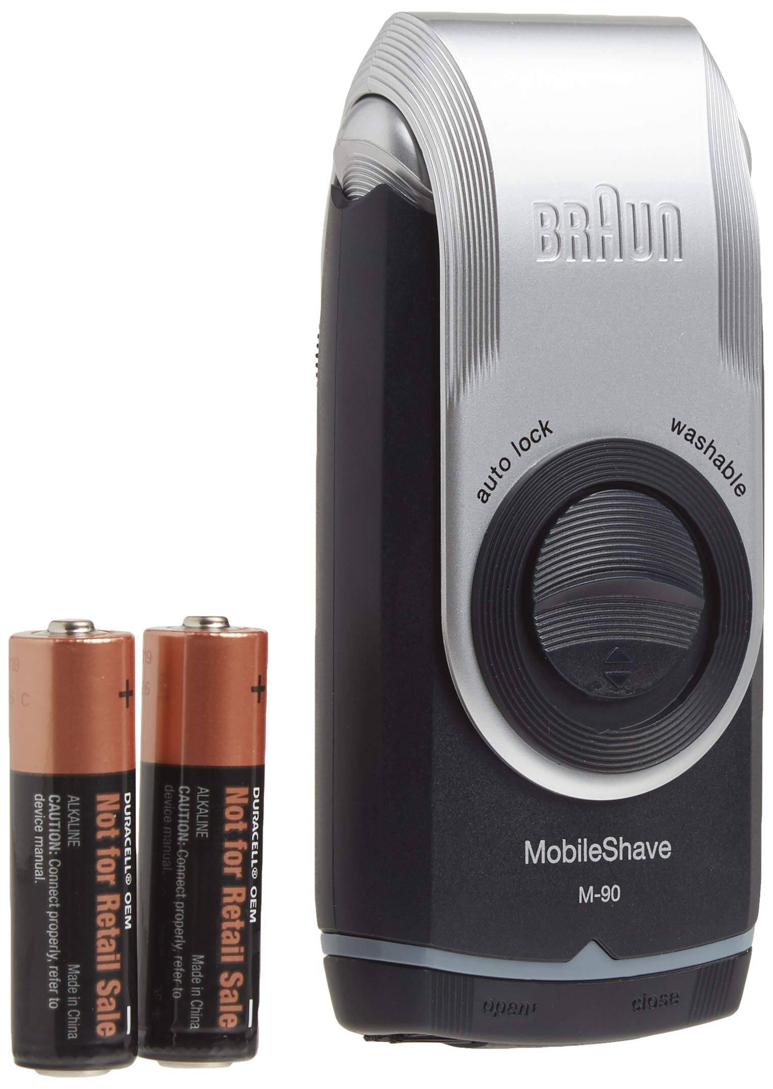BRAUN lock auto washable 19 C + 9 6 + a device  
CAUTION: ALKALINE manual. Connect properly, refer Made to in China  
Not DURACELL for OEM Retail Sale device  
CAUTION: ALKALINE Not manual Connect for DURACELL OEM properly, Retail refer Made to in China Sale  
MobileShave M-90 open close