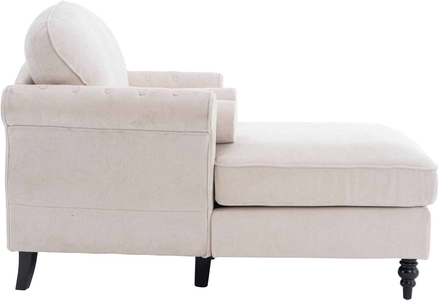 Alt View 3. Trinkets Crazed - Oversized Chaise Lounge Indoor,Chenille Single Sofa Bed with Wide Seat Upholstered Reclining Sleeper Armchair - beige.