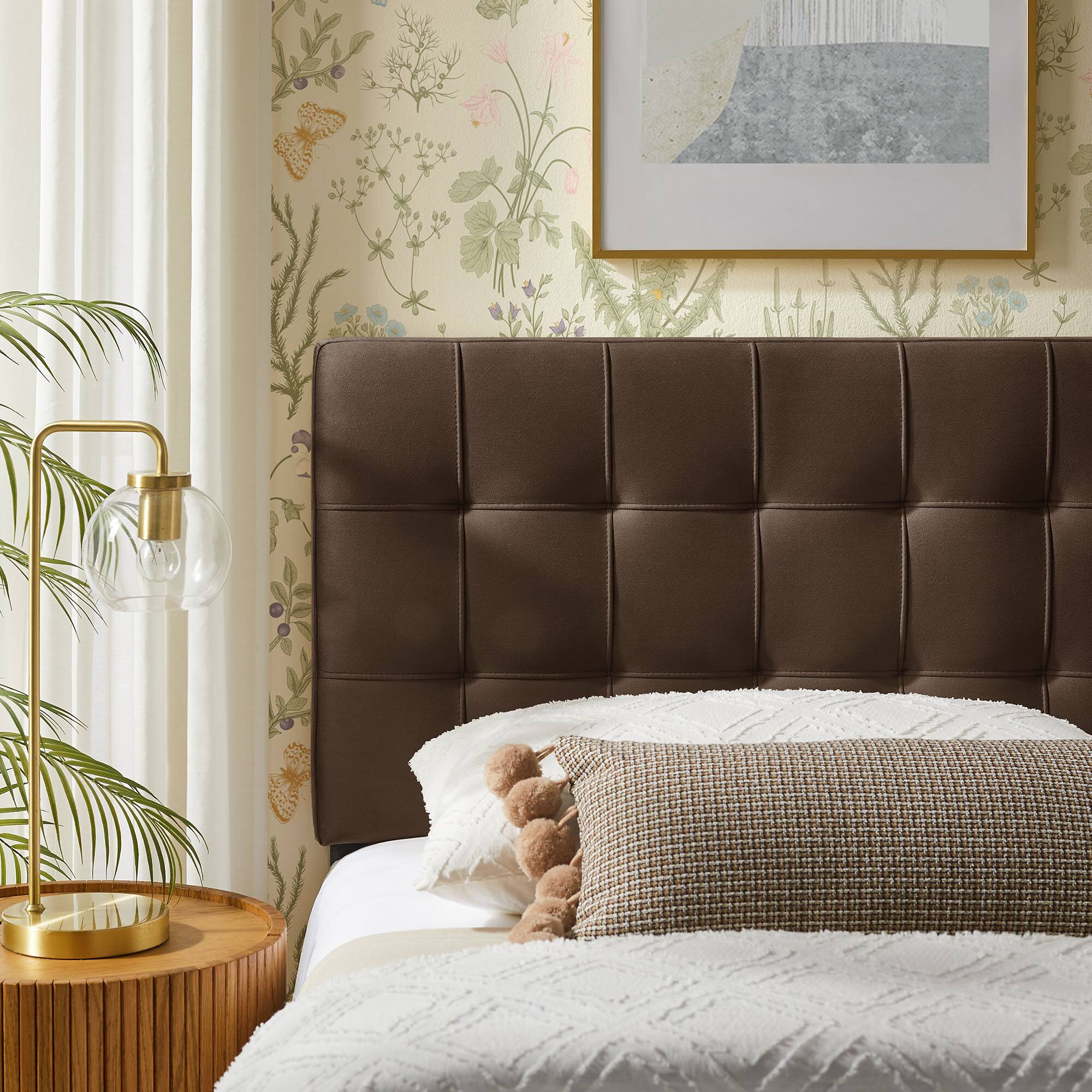 Alt View 1. Modway - Lily Biscuit Tufted Performance Velvet Headboard by Modway - Chocolate Brown.