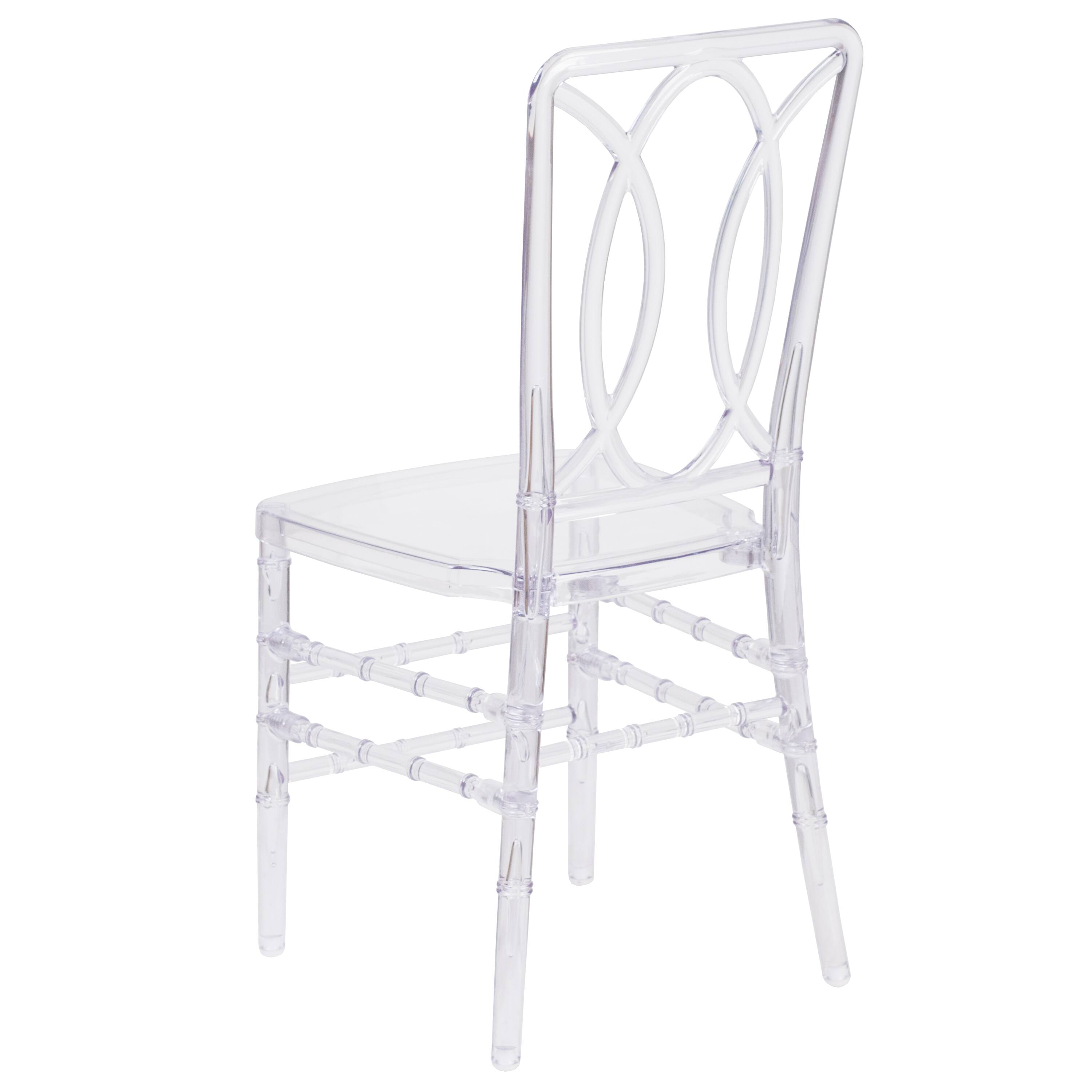 Alt View 5. Emma + Oliver - Transparent Design Stacking Chair with Designer Back - Event Chair - UV Resistant - Crystal Ice.