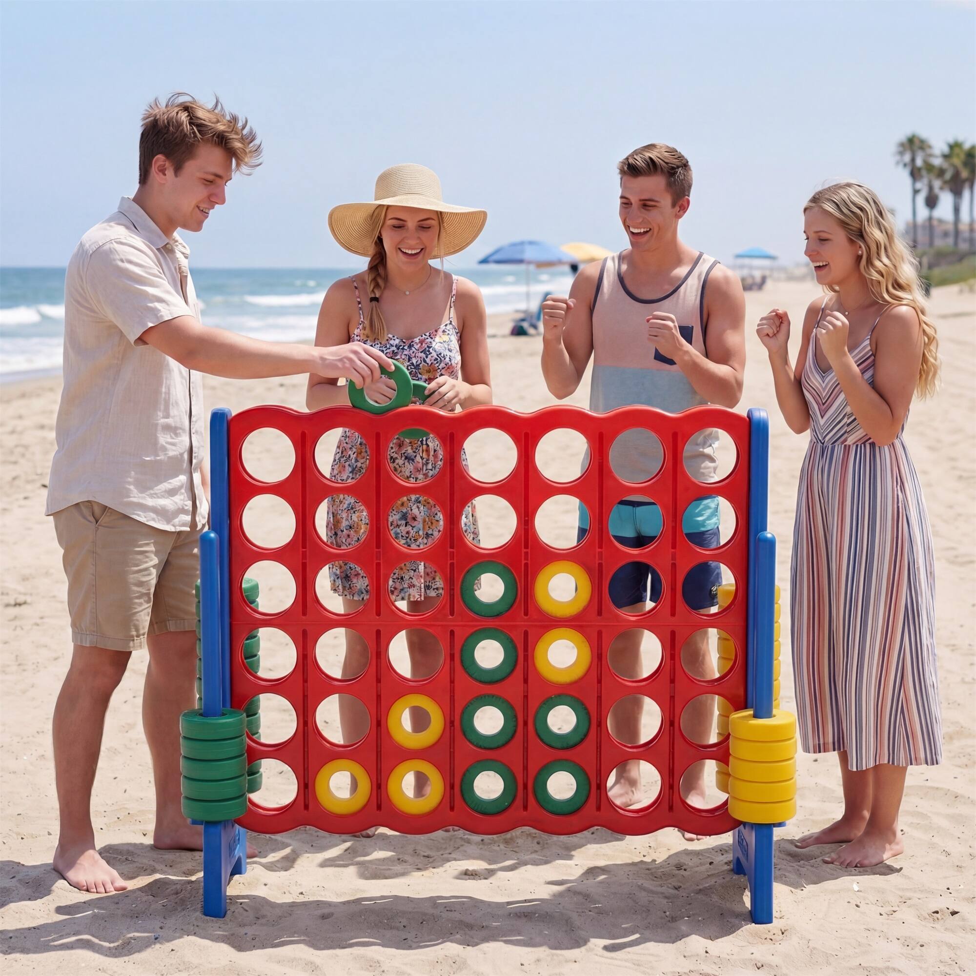 Alt View 3. Costway - Costway Jumbo 4-to-Score 4 in A Row Board Game Set Outdoor Indoor Kids Adults Family Fun - Blue + Red.