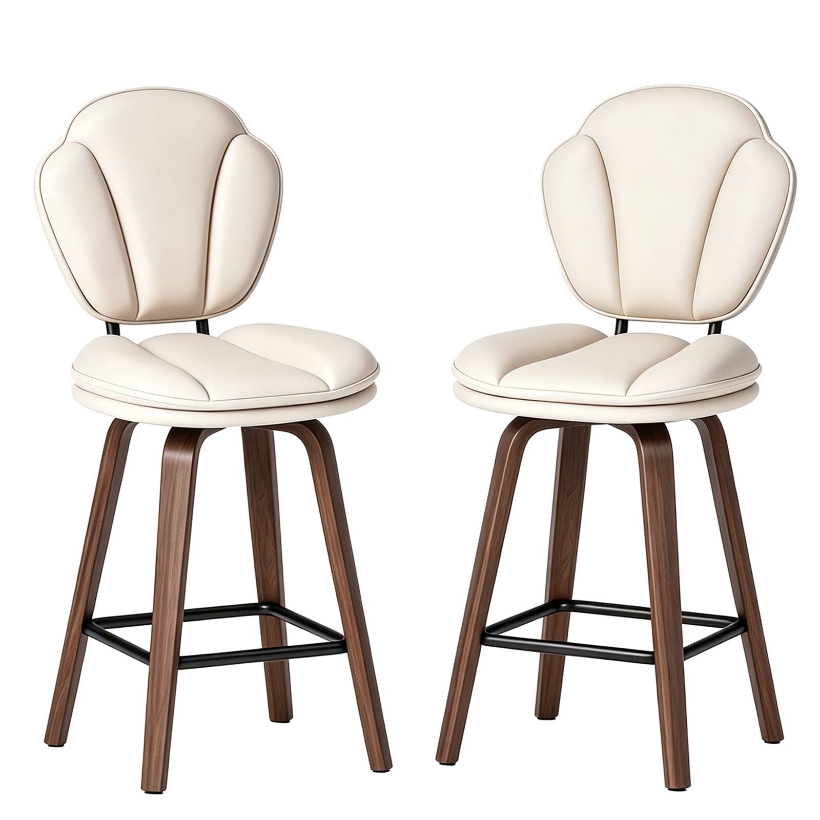 Alt View 3. Pinmoco - Counter Height Bar Stools with Backs, Modern Island Chairs with Cushioned Seat and Ergonomic Backrest Set of 2 - White.