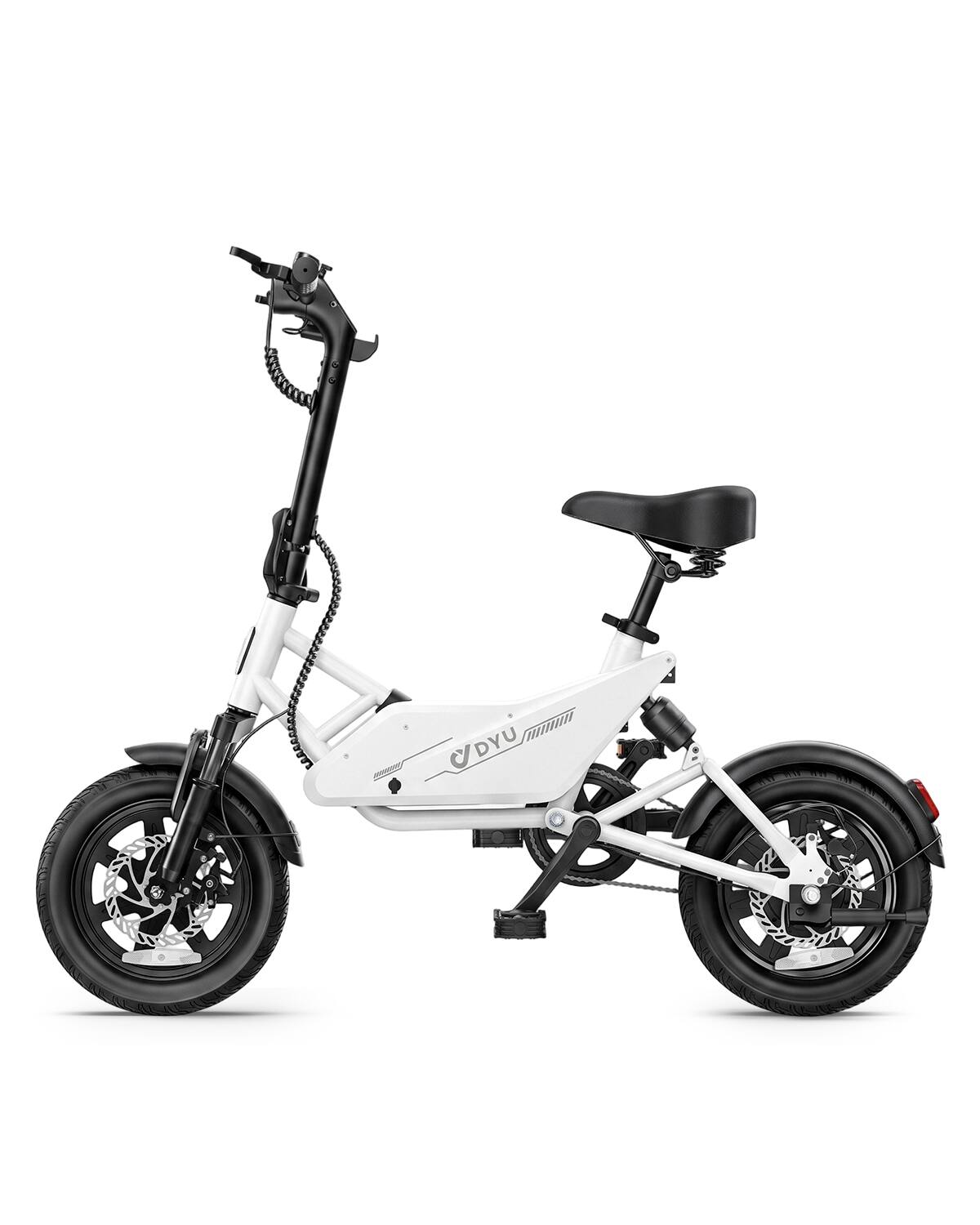 Left. DYU - 14" Folding Electric Bike with 36V 280.8WH Battery,15.5MPH - White.