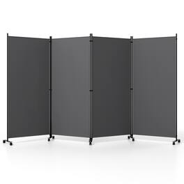 Boyel Living - 4 Panel Folding Privacy Screen Room Divider with Wheels - Gray