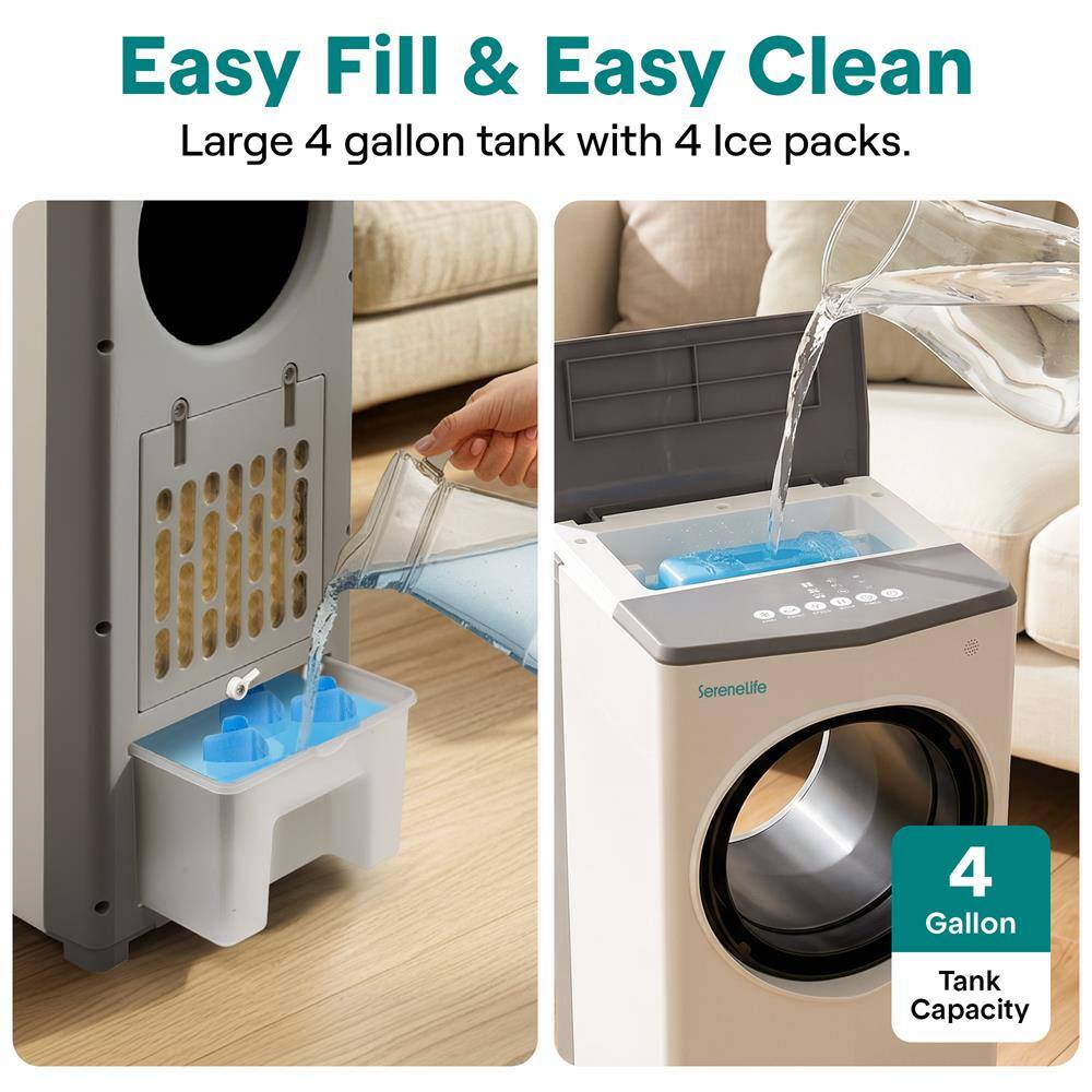 Easy Fill & Easy Clean Large 4 gallon tank with 4 Ice packs. Serenelite 4 Gallon Tank Capacity