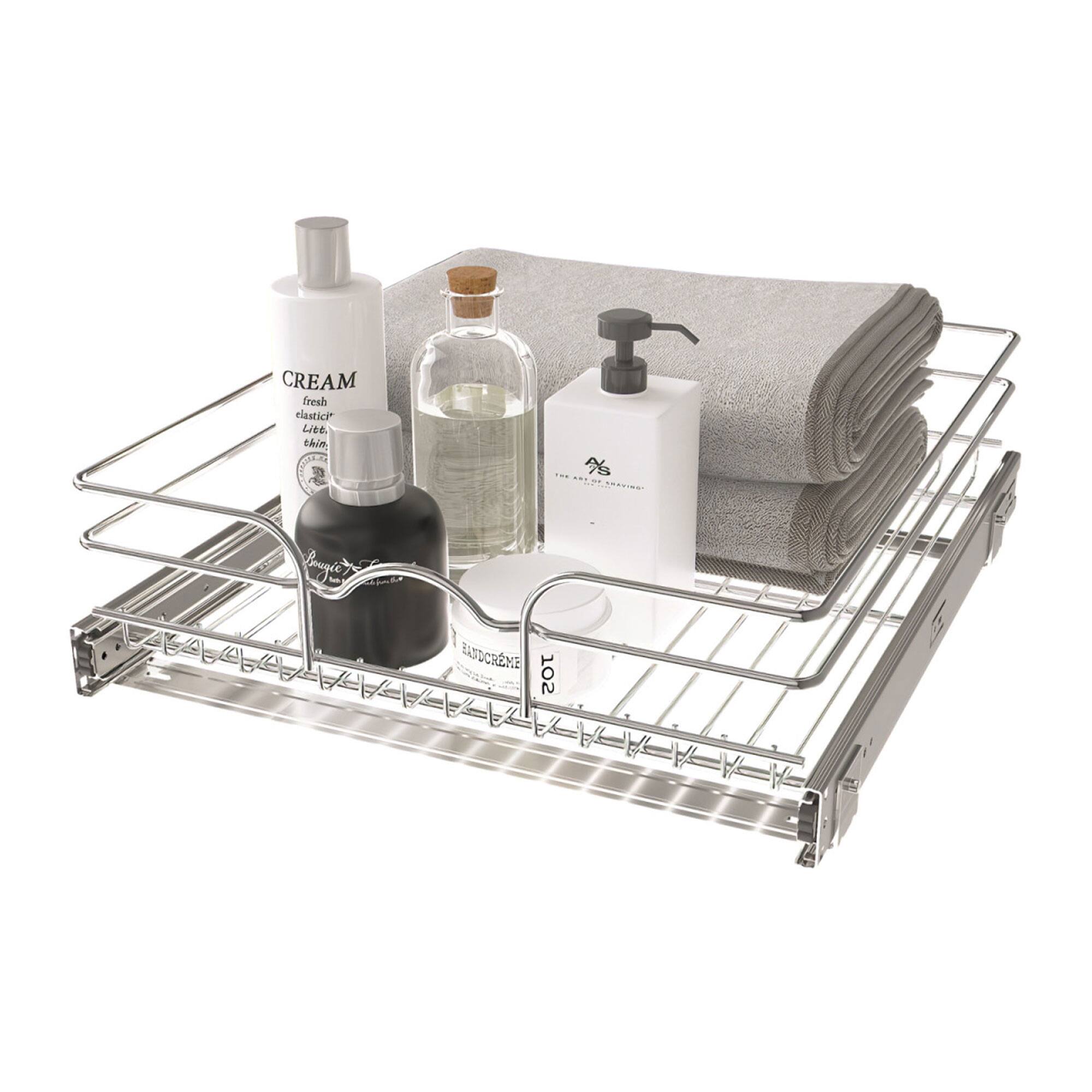 Rev-A-Shelf - Pullout Basket Organizer for Kitchen or Vanity Cabinets, 18 x 20 In, 5WB1-1820CR-1 - Silver