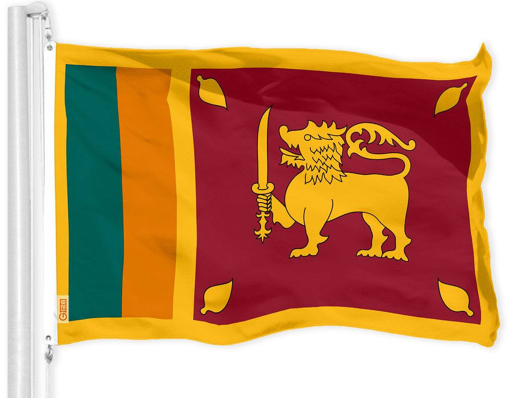 Front. G128 - Sri Lanka Flag — 3x5 ft 150D Polyester, Brass Grommets, Indoor/Outdoor. - Assorted Colors.