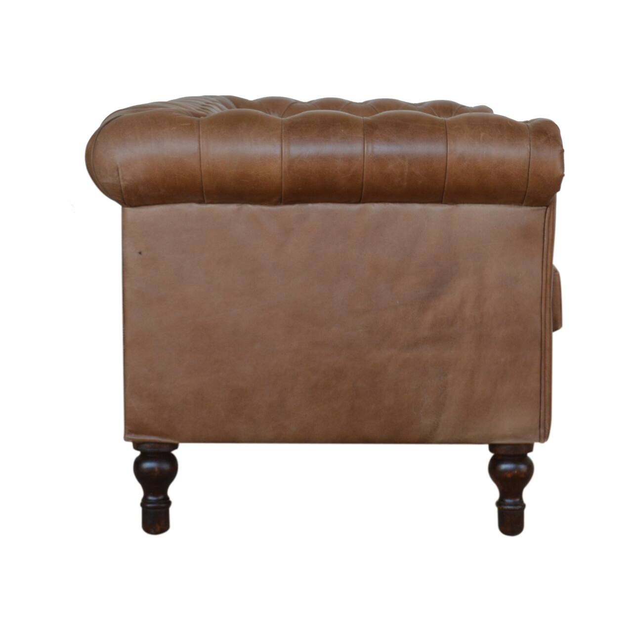 Alt View 5. Artisan Furniture - Artisan Furniture Solid Wood Buffalo Leather Chesterfield, Brown Color - Brown.