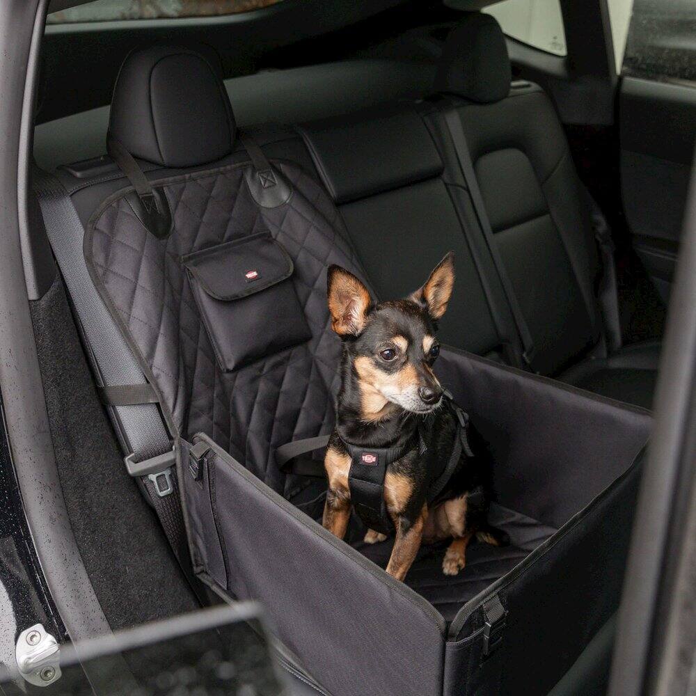 Left. TRIXIE - Pet Lite Car Seat, Dog Booster Seat, Travel Pet Bed - Black.