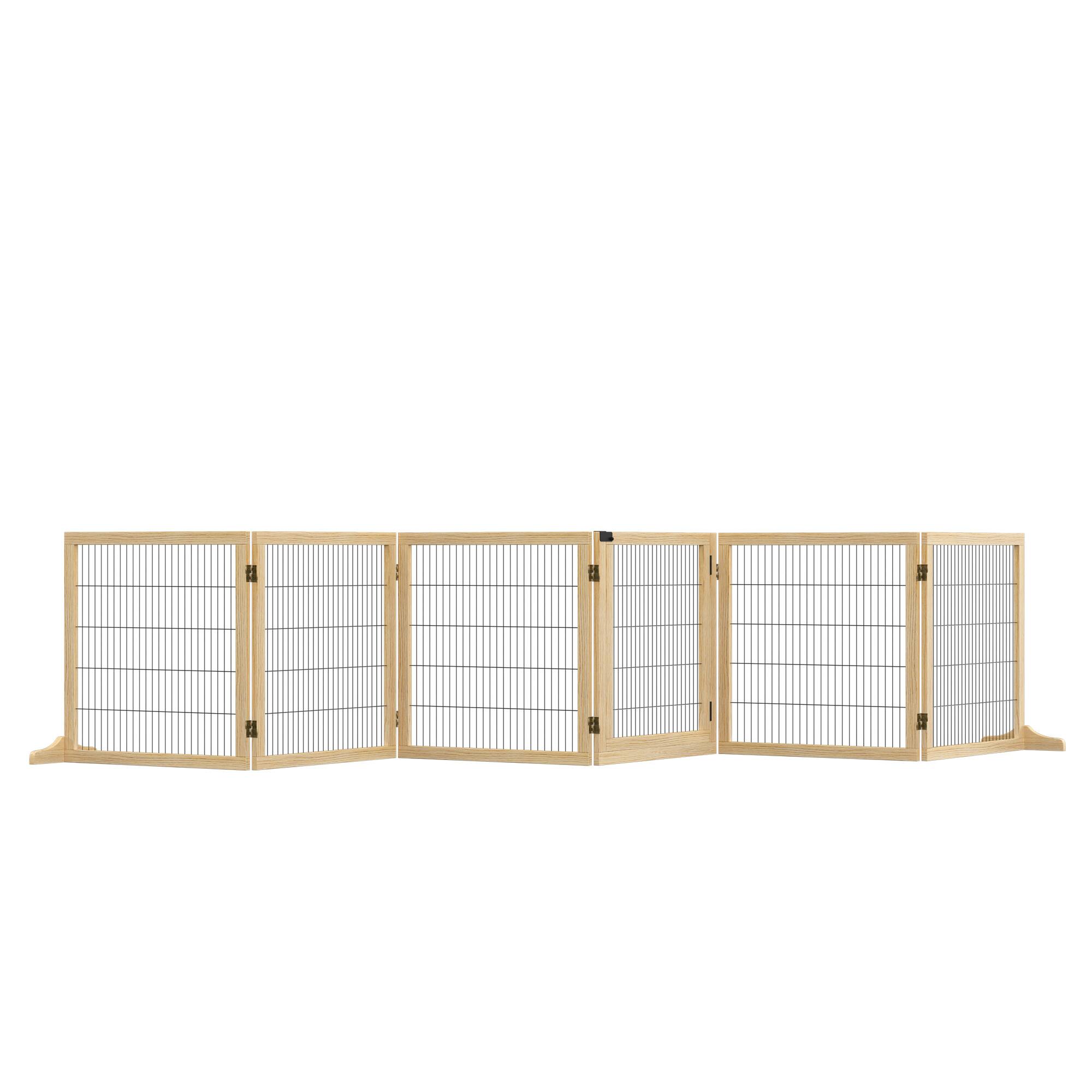 "Pawhut - Wooden Dog Gate, 170"" Freestanding, 6-Panel Foldable, Safety Barrier, 2 Support Feet, for Small/Medium Dogs" price history on PriceWatchPro