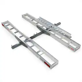 Black Widow - Double Motorcycle Carrier with Ramp for 2" Hitch, 600 Pound Capacity - Silver