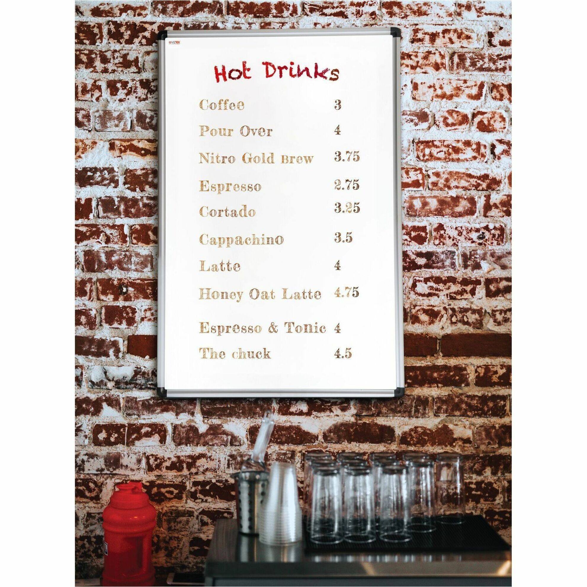 Alt View 19. Floortex - Viztex Porcelain Magnetic Dry Erase Board with an Aluminium frame - 24'' x 36'' - White.