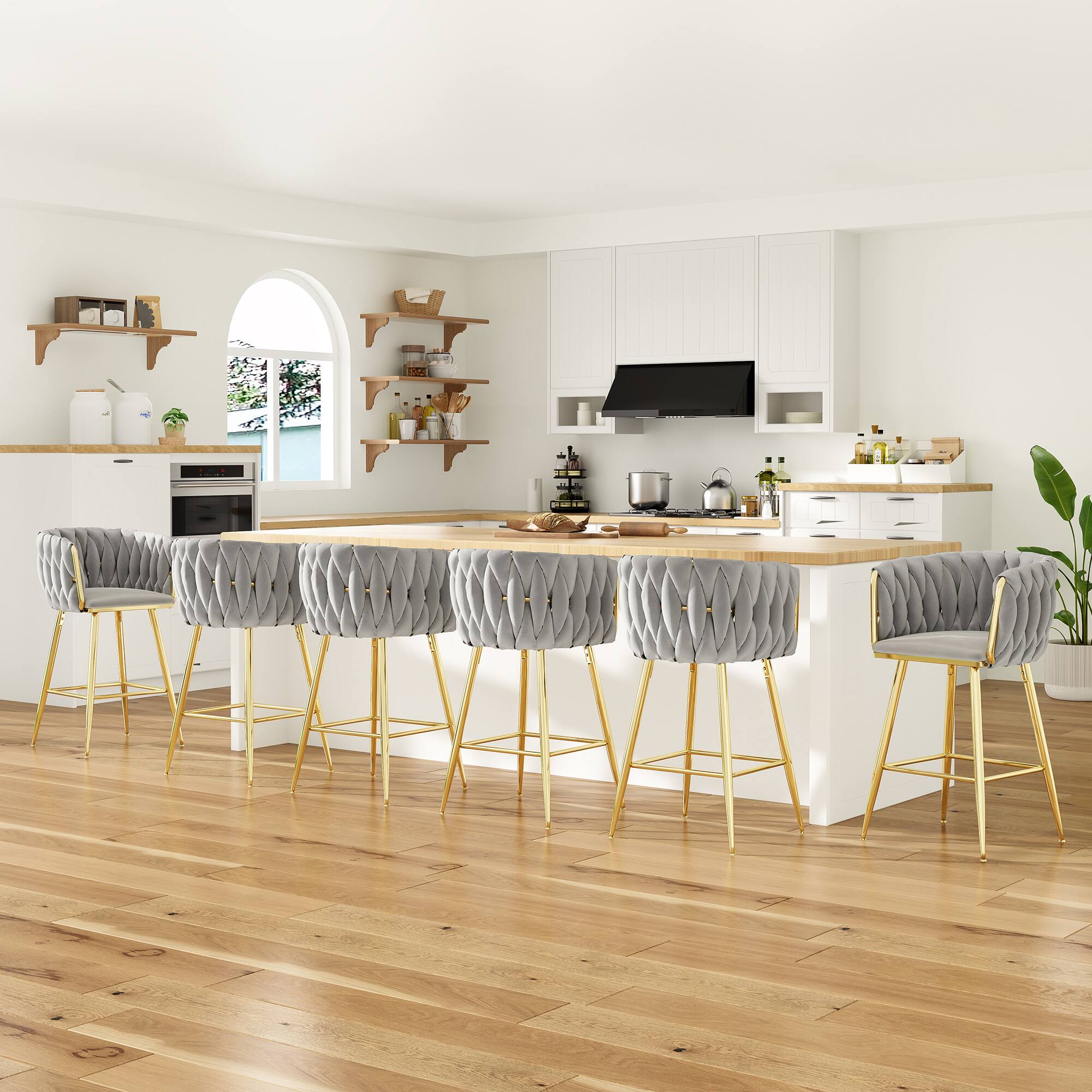 Alt View 5. Boyel Living - Set of 2 Counter Height Bar Stools 26 Inch Modern Mid-Century Kitchen Island Stools - Gray.