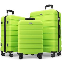 Brick Attic - 3 Piece Luggage Sets PC ABS Hardside Lightweight Suitcase with 4 Universal Wheels TSA Lock Carry On 20 24 28 Inch - Apple green