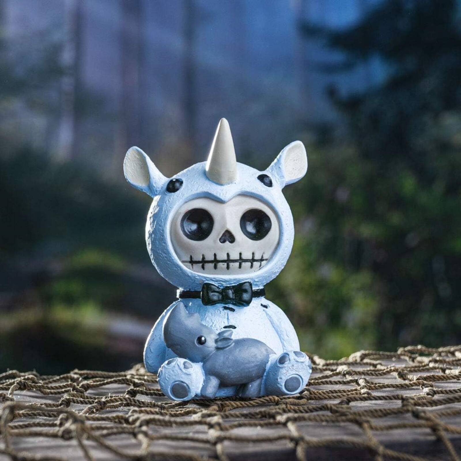 Alt View 3. Pacific Trading - Furrybones Buster Skeleton in Rhinoceros Costume Figurine 3 inch - Blue.