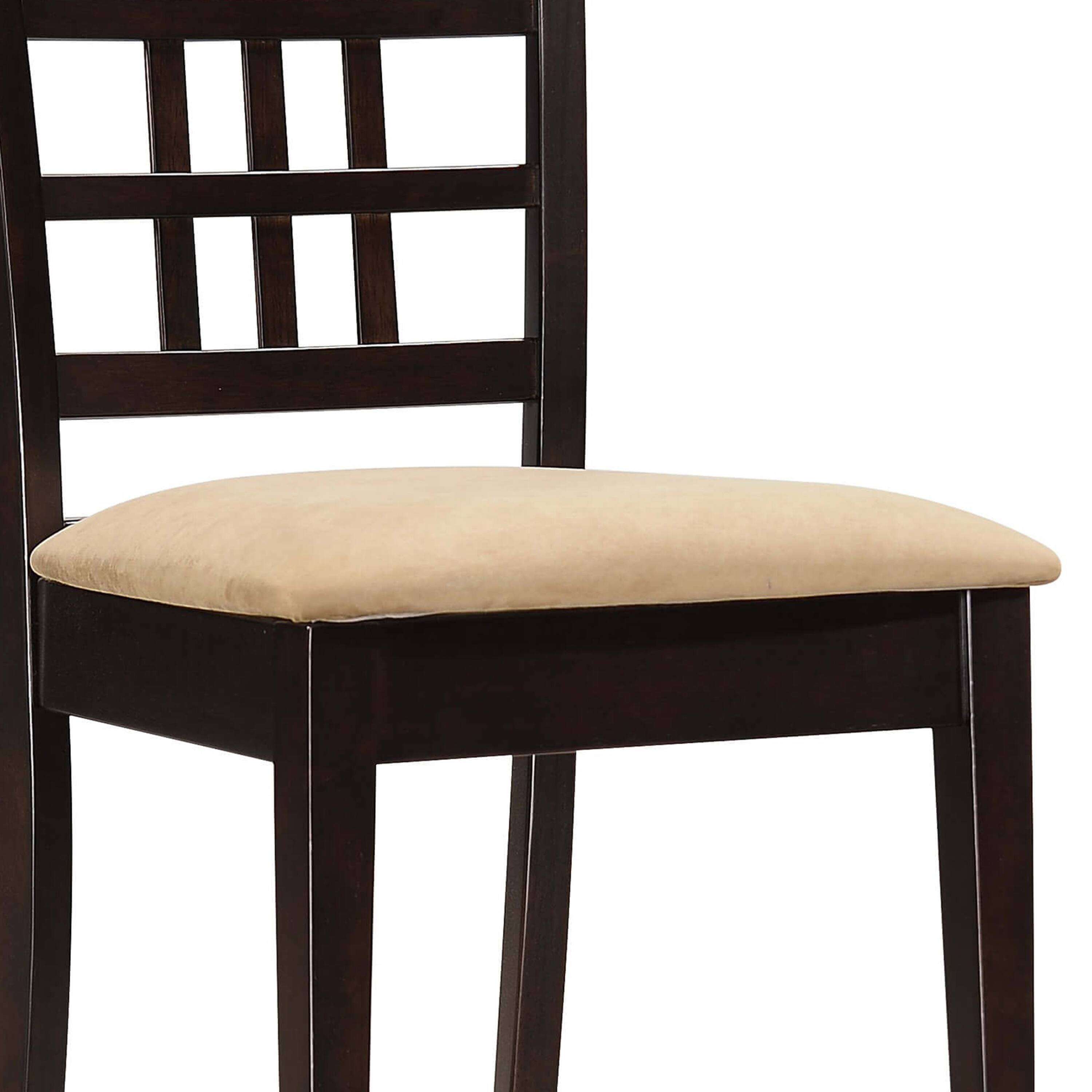 Alt View 2. Manhattan Lane - Geometric Wooden Dining Chair with Padded Seat, Set of 2 - Beige and Brown.
