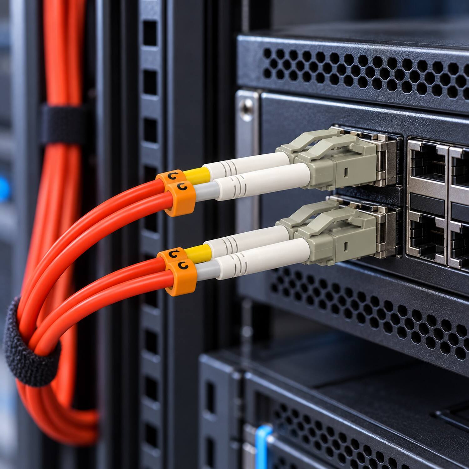 Left. Sanoxy - 1m LC/LC Duplex 62.5/125 Multimode OM1 Fiber Optic Cable - Multi.