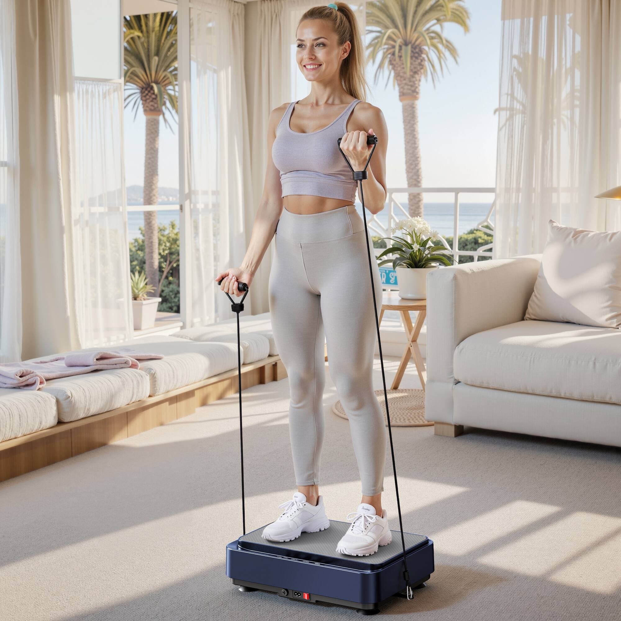 Alt View 1. MERACH - MERACH Vibration Plate Exercise Machine Weight Loss Fitness Platform For Home - Blue.