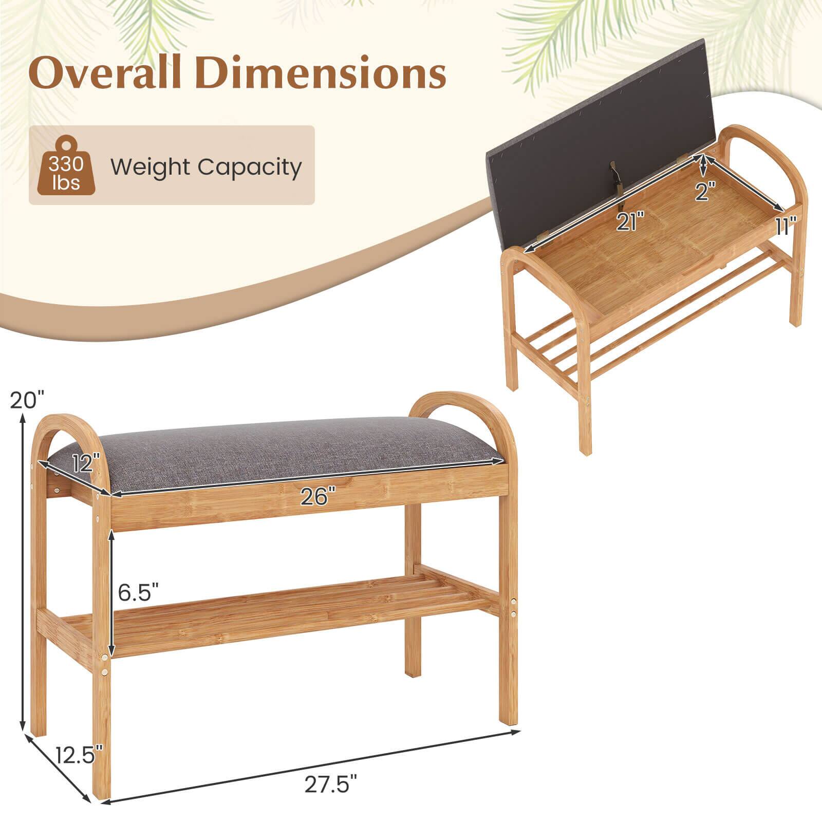 Overall Dimensions  
Weight Capacity: 330 lbs  
21" F  
2"  
11"  
20"  
12"  
26"  
6.5"  
12.5"  
27.5"