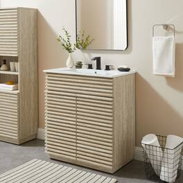 Render 30" and 36" Bathroom Vanities with Basin Included by Modway - White