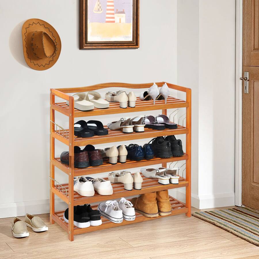 Shoe Rack Word Costway 5 Tier Wood Shoe Rack Freestanding Large Shoe Storage Organizer ...