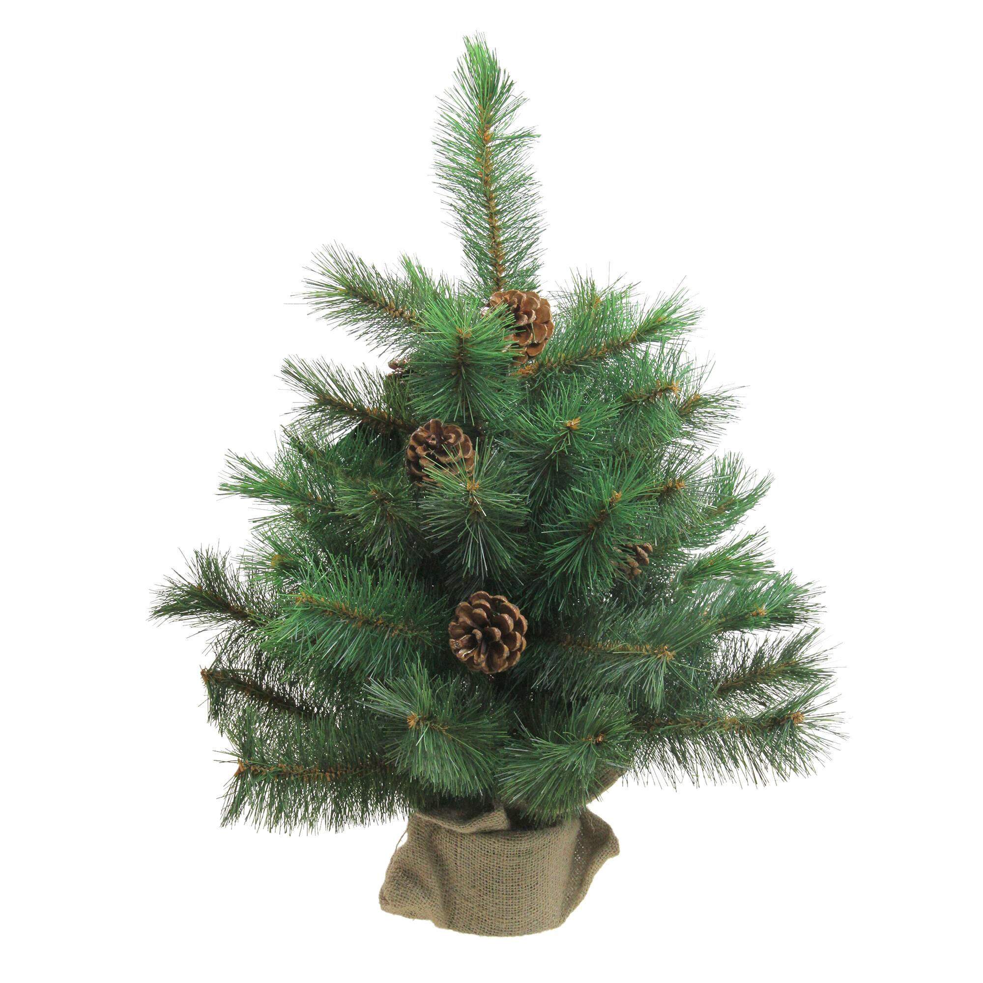 Front. Northlight - Medium Royal Oregon Pine Artificial Christmas Tree in Burlap Base - 18" - Unlit - Green.