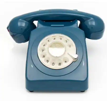 Front. PopMarket - GPO Retro GPO746WIVR 746 Desktop Rotary Dial Telephone - Azure Blue - MISC ACCESSORY - Blue.