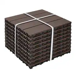 Mondawe - 11"x11" Square Patio Interlocking Deck Tiles(Pack of 9) - Coffee