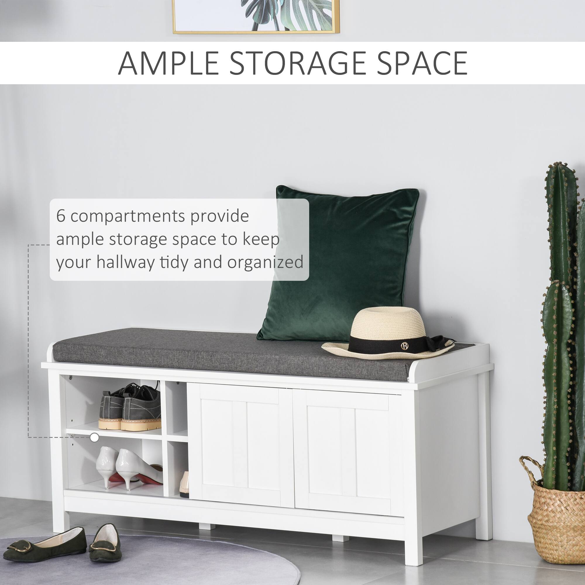 AMPLE STORAGE SPACE 6 compartments provide ample storage space to keep your hallway tidy and organized 1
