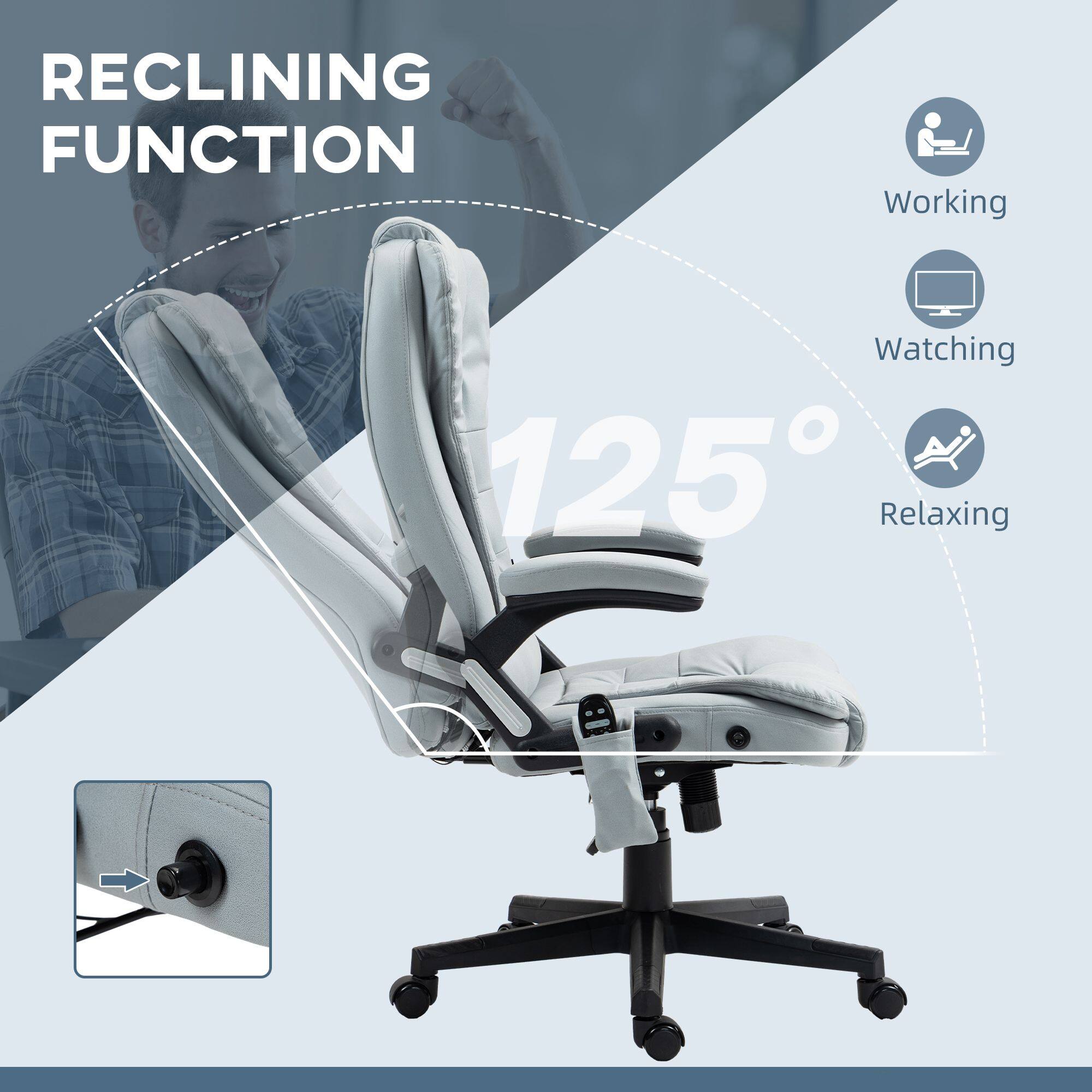 RECLINING FUNCTION

Working  
Watching  
Relaxing

125°