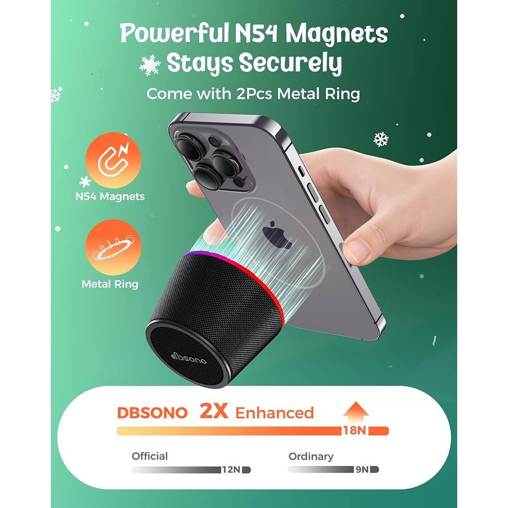 Powerful N54 Magnets  
Stays Securely  
Come with 2Pcs Metal Ring  

N54 Magnets  
Metal Ring  

DBSONO  
2X Enhanced  
Official 12N  
Ordinary 9N  
18N