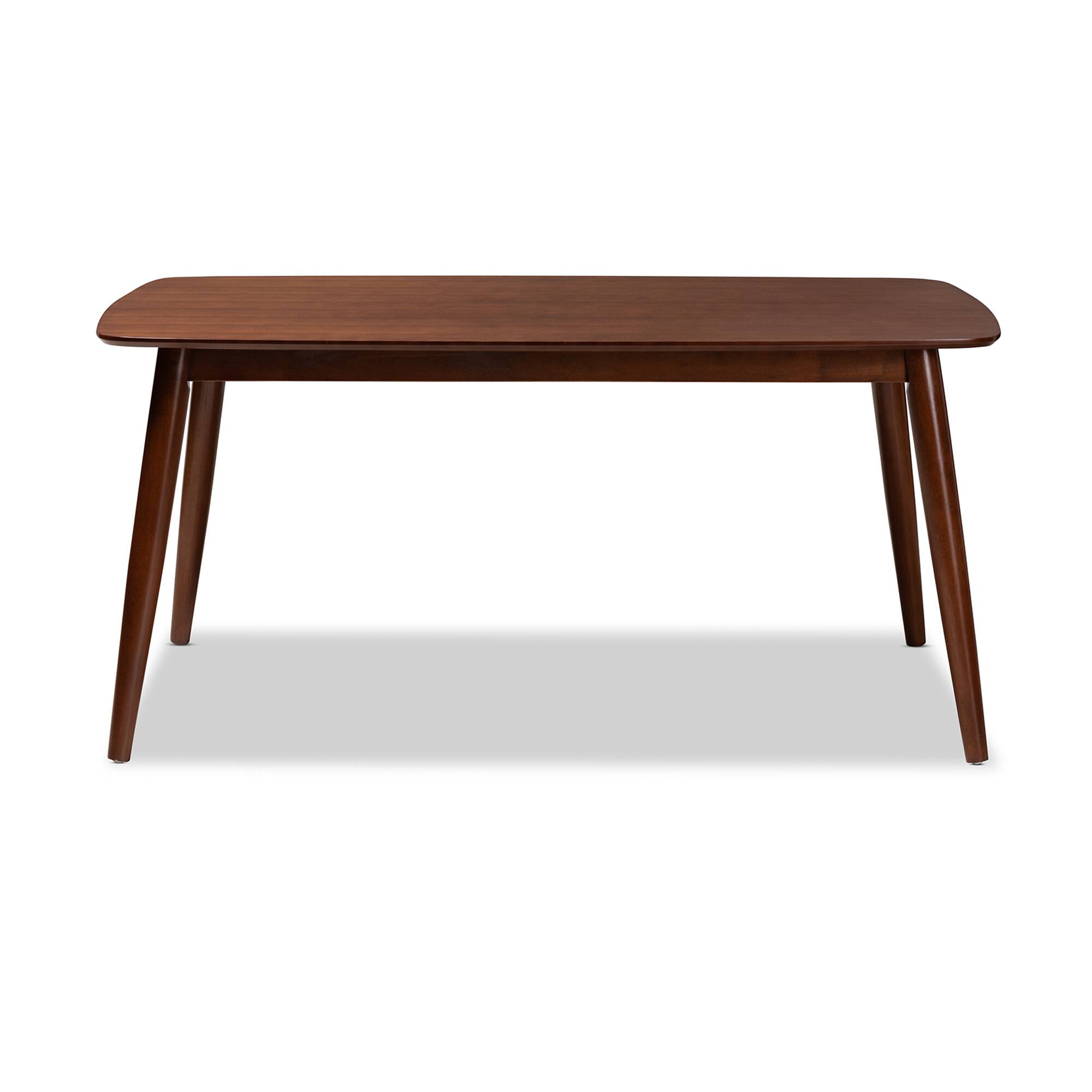 Angle. Baxton Studio - Edna Mid-Century Modern Finished Wood Dining Table - Walnut.