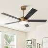 Front. Vaczon - 48" Modern Dimmable LED Smart Ceiling Fan with Light and App, Remote and Reversible Blades - Gold.