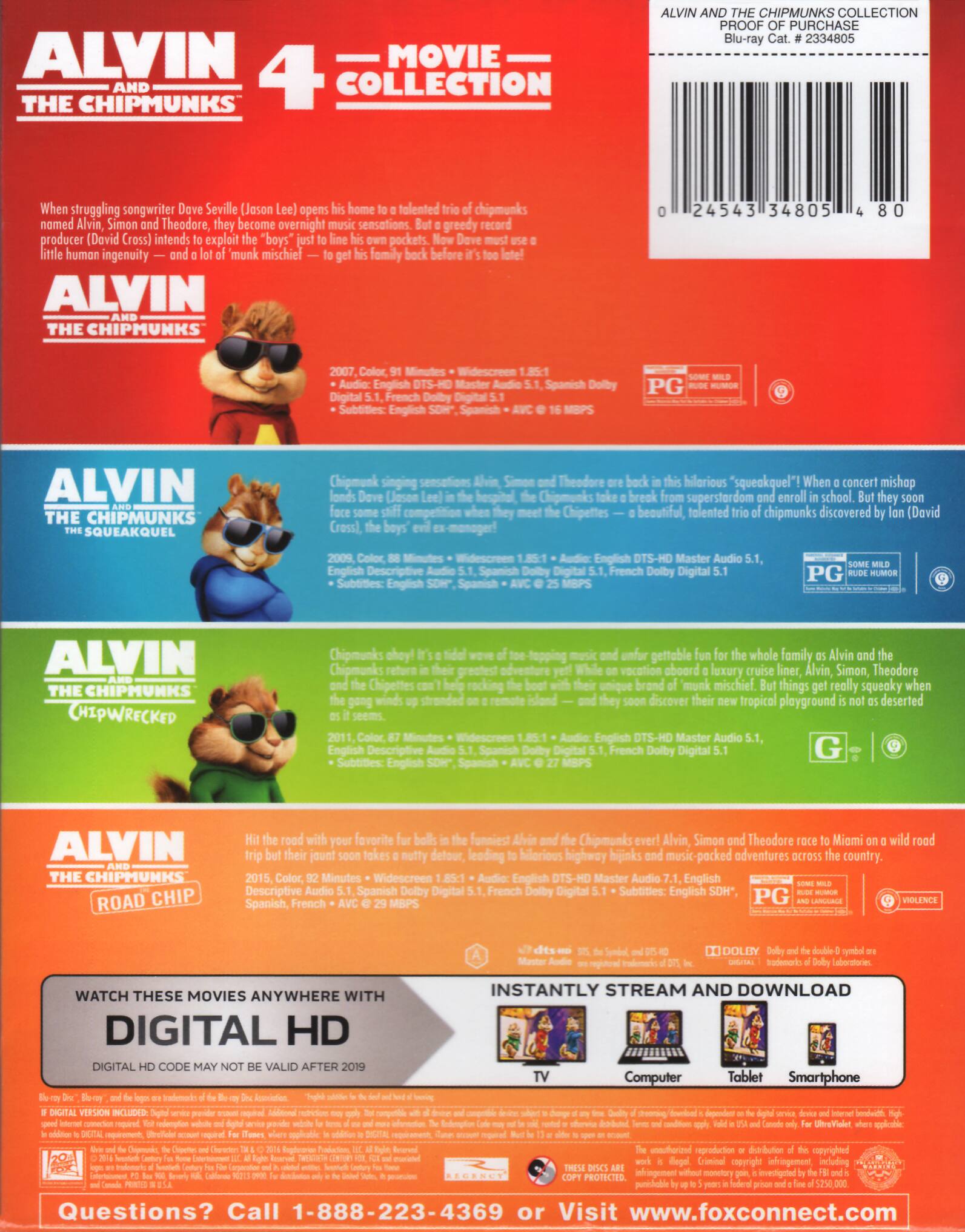 Alt View 1. Alvin and the Chipmunks: 4-Movie Collection   - BLU-RAY.