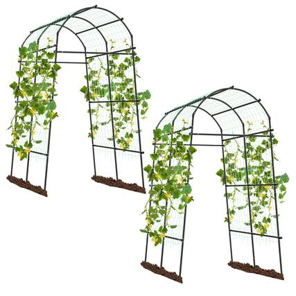 Front. Costway - Costway 2 PCS 7.5FT Garden Arch Trellis Outdoor Plant Support Archway for Climbing Vine Flower - Black.