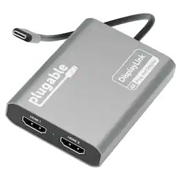 Plugable - USB C to HDMI Adapter, Dual Monitor 4K 60Hz for Apple Mac M1/M2/M3, DisplayLink for Thunderbolt Macbook or iMac - Space Gray