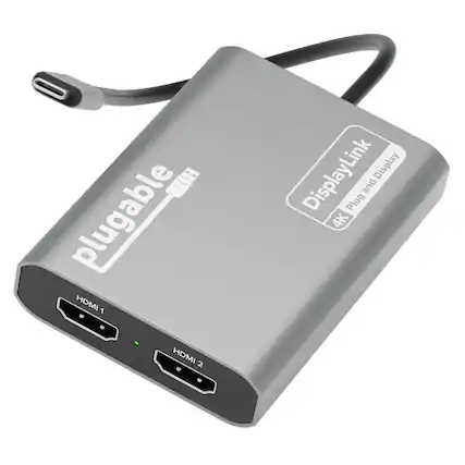 Plugable HDMI 1 HDMI 2 DisplayLink 4K Plug and Display