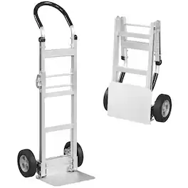 Gymax - Folding Hand Truck Aluminum Dolly Cart w/2 Rubber Wheels & Ergonomic Handle - Silver