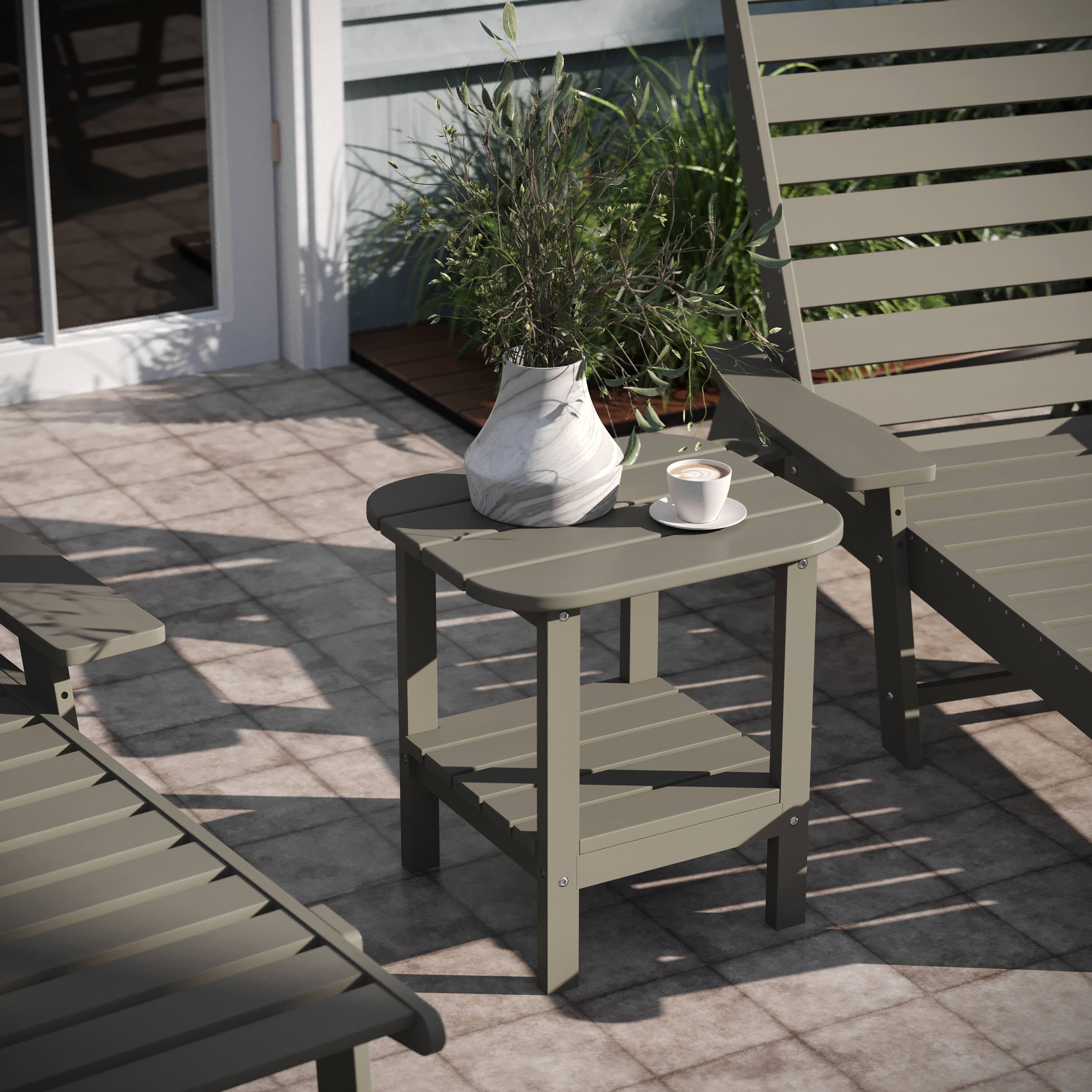 Alt View 3. Emma + Oliver - Tiverton Two Tier Polyresin Adirondack Side Table - All-Weather for Indoor/Outdoor Use - Brown.