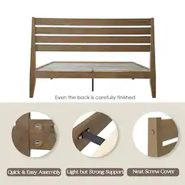 East West Furniture - Queen Wooden Platform Bed Frame - Barnwood