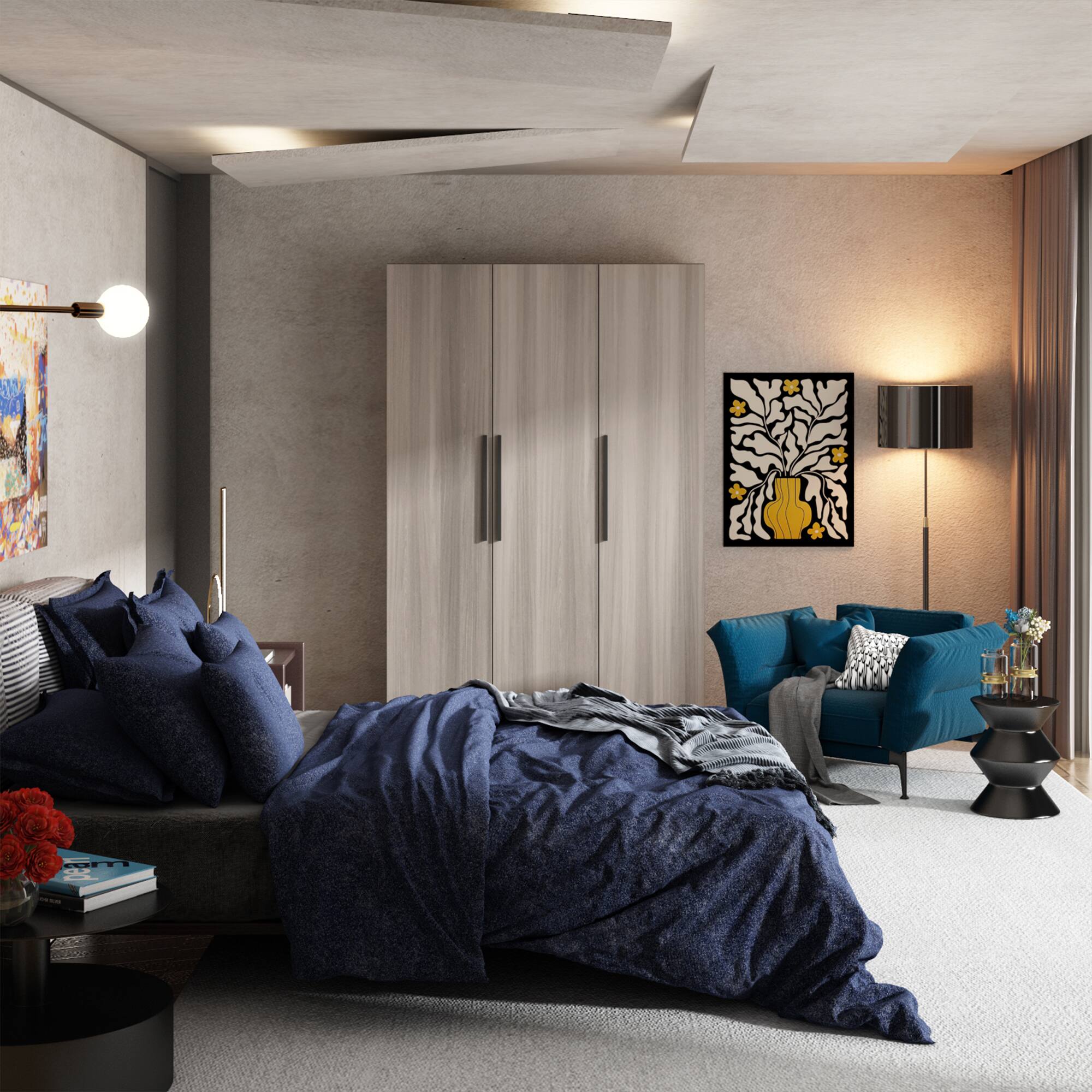 Alt View 5. FUFU & GAGA - FUFU&GAGA 3 - Door Wardrobe: Modern Minimalist Storage with Anti - Tip Safety - Gray.