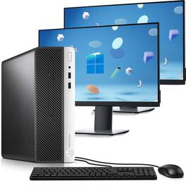 HP - Refurbished Excellent - ProDesk G4 SFF Desktop Computer PC | Intel Core i5-8th 2.8GHz | 16GB DDR4 RAM | 256GB SSD | Dual 22" LED | Wi-Fi | Win11 - Black